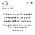 "La gigantesca operación financiera: Citi confirma la venta del 25% de Banamex a una poderosa corporación liderada por el empresario español Fernando Chico Pardo, en un acuerdo que revoluciona el panorama bancario mexicano."