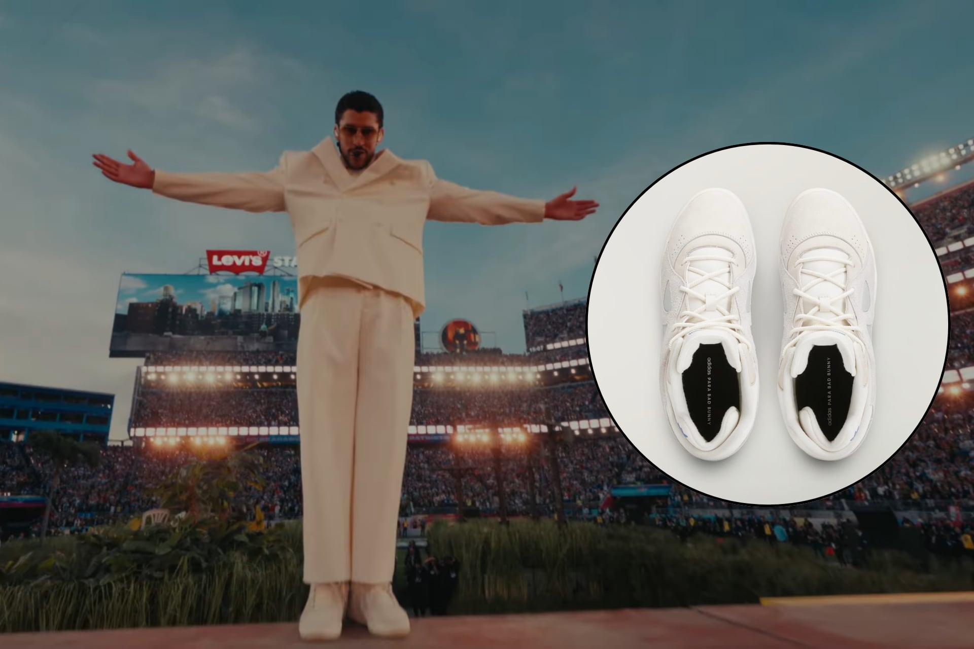 Cuánto cuestan los tenis Adidas que usó Bad Bunny en el halftime show del Super Bowl